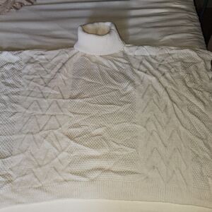 Elegant Cream Turtleneck Poncho
